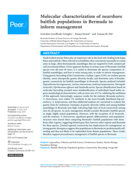 Molecular Characterization of Nearshore Baitfish Populations in Bermuda to Inform Management