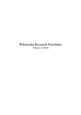 Wikimedia Research Newsletter Volume 4 (2014) Contents