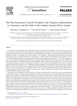 The Pan-Amazonian Ucayali Peneplain, Late Neogene Sedimentation in Amazonia, and the Birth of the Modern Amazon River System ⁎ Kenneth E