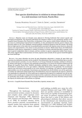 Tree Species Distributions in Relation to Stream Distance in a Mid-Montane Wet Forest, Puerto Rico