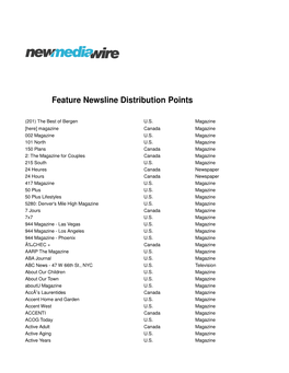Feature Newsline Distribution Points