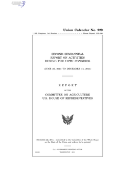 Union Calendar No. 229 112Th Congress, 1St Session – – – – – – – – – – – – – House Report 112–340