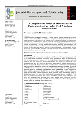 A Comprehensive Review on Ethnobotany and Photochemistry Of