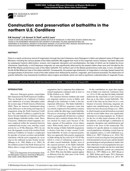 Construction and Preservation of Batholiths in the Northern U.S. Cordillera