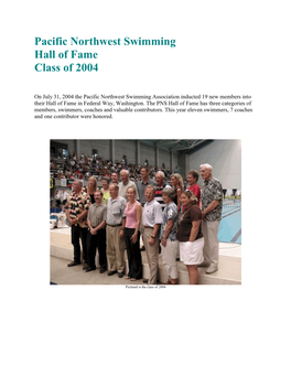 Pacific Northwest Swimming Hall of Fame Class of 2004