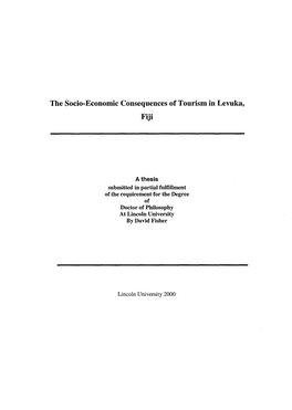 The Socio-Economic Consequences of Tourism in Levuka, Fiji