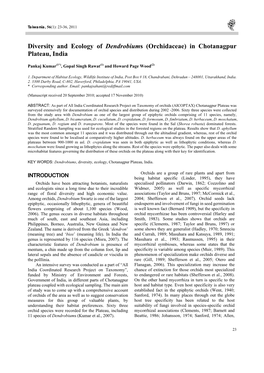 Diversity and Ecology of Dendrobiums (Orchidaceae) in Chotanagpur Plateau, India