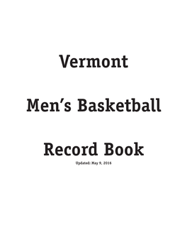 Vermont Men's Basketball Record Book