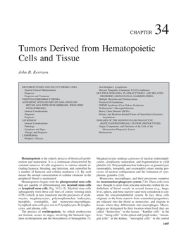 Tumors Derived from Hematopoietic Cells and Tissue