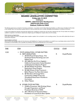 BOARD LEGISLATIVE COMMITTEE Friday, July 19, 2019 12:30 P.M