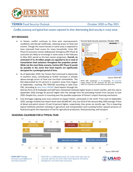 Yemen Food Security Outlook, October 2020 to May 2021