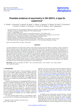 Possible Evidence of Asymmetry in SN 2007Rt, a Type Iin Supernova