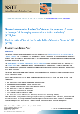 Chemical Elements for South Africa's Future
