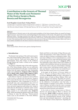 Contribution to the Genesis of Thermal Water of the North-East Perimeter