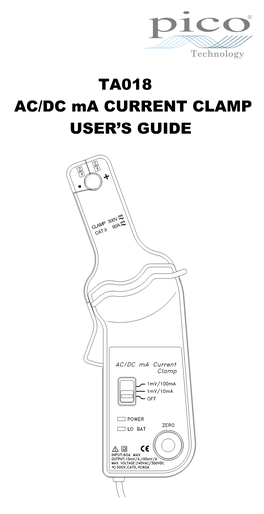 TA018 60 a AC/DC Current Clamp User's Guide