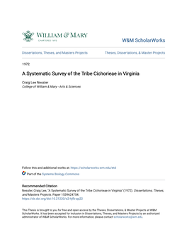 A Systematic Survey of the Tribe Cichorieae in Virginia