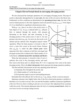 Chapter Eleven/Normal Shock in Converging–Diverging Nozzles ------Chapter Eleven/Normal Shock in Converging–Diverging Nozzles