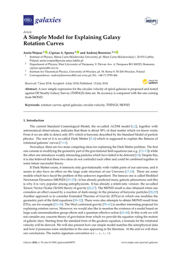 A Simple Model for Explaining Galaxy Rotation Curves