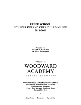 Upper School Scheduling and Curriculum Guide 2018-2019