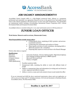 Junior Loan Officer