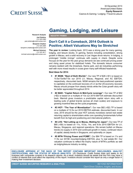 Gaming, Lodging