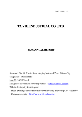 Ta Yih Industrial Co.,Ltd