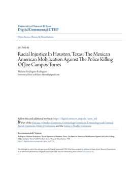 Racial Injustice in Houston, Texas: the Mexican American Mobilization Against the Police Killing of Joe Campos Torres