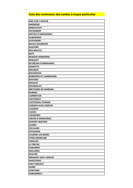 Liste Des Communes Des Landes À Risque Particulier