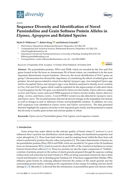 Sequence Diversity and Identification of Novel Puroindoline and Grain Softness Protein Alleles in Elymus, Agropyron and Related