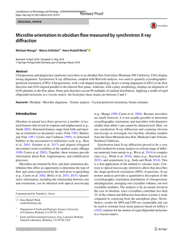 Microlite Orientation in Obsidian Flow Measured by Synchrotron X-Ray Diffraction