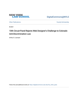 10Th Circuit Panel Rejects Web Designer's Challenge to Colorado
