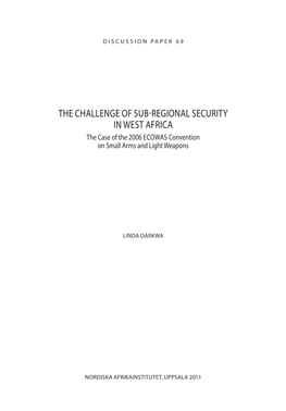 The Challenge of Sub-Regional Security in West Africa