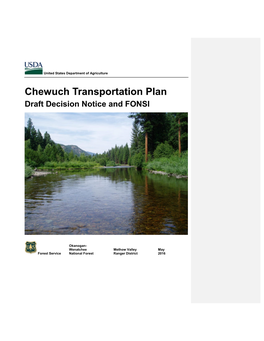 Chewuch Transportation Plan Draft Decision Notice and FONSI