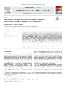 Laser-Induced Excitation Mechanisms and Phase Transitions in ☆ Spectrochemical Analysis – Review of the Fundamentals