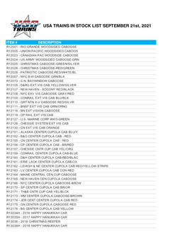 USA TRAINS in STOCK LIST AUGUST 24Th, 2021