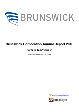 Brunswick Corporation Annual Report 2018