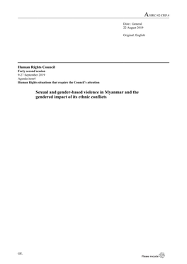 Sexual and Gender-Based Violence in Myanmar and the Gendered Impact of Its Ethnic Conflicts