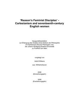 Cartesianism and Seventeenth-Century English Women