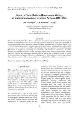 An Example Concerning Georgius Agricola (1494-1555)