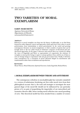 1. MORAL EXEMPLARISM BETWEEN THEORY and ANTI-THEORY The