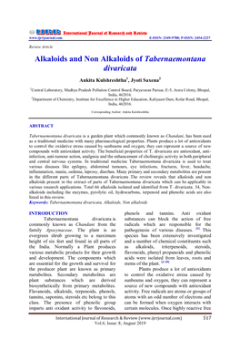 Alkaloids and Non Alkaloids of Tabernaemontana Divaricata