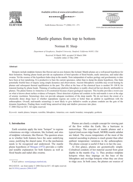 Mantle Plumes from Top to Bottom