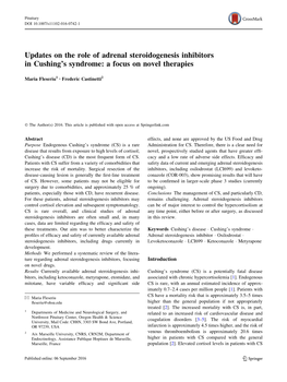 Updates on the Role of Adrenal Steroidogenesis Inhibitors in Cushing’S Syndrome: a Focus on Novel Therapies