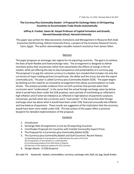 The Currency-Plus-Commodity Basket: a Proposal for Exchange Rates in Oil-Exporting Countries to Accommodate Trade Shocks Automatically