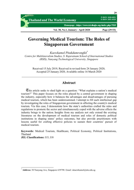 Governing Medical Tourism: the Roles of Singaporean Government