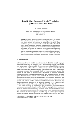 Robobraille – Automated Braille Translation by Means of an E-Mail Robot