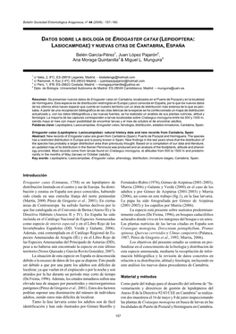 Datos Sobre La Biología De Eriogaster Catax (Lepidoptera: Lasiocampidae) Y Nuevas Citas De Cantabria, España