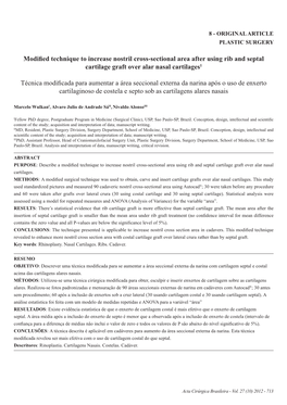 Modified Technique to Increase Nostril Cross-Sectional Area After Using Rib and Septal Cartilage Graft Over Alar Nasal Cartilages1