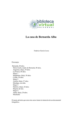 La Casa De Bernarda Alba