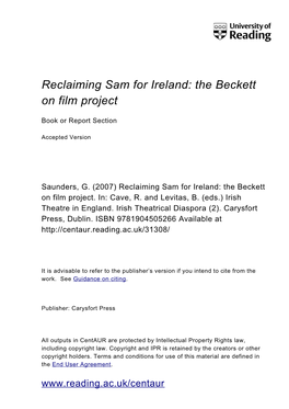 Reclaiming Sam for Ireland: the Beckett on Film Project